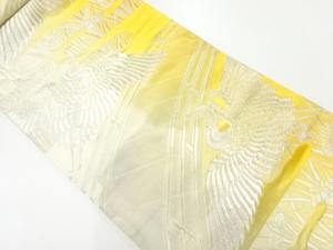 リサイクル　縞に鶴模様織出し名古屋帯